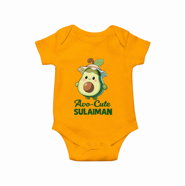 Avo-Cute Avocado Lover Romper - CHROME YELLOW - New Born (Chest 14")