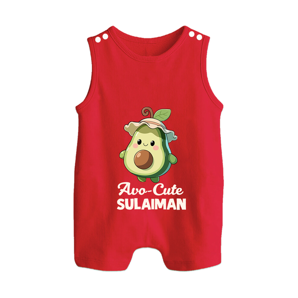 Avo-Cute Avocado Lover Button Romper - RED - New Born (Chest 18")