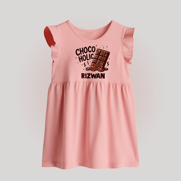 Choco Holic Chocolate Lover Baby Frock - BABY PINK - 0 - 3 Months Old (Chest 17")