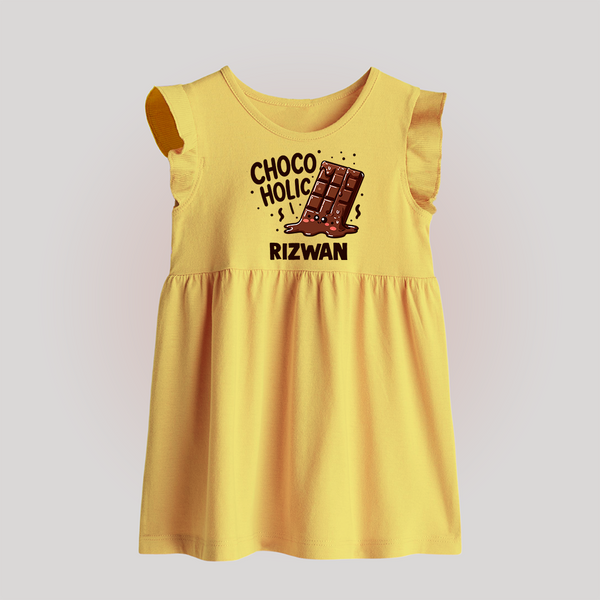 Choco Holic Chocolate Lover Baby Frock - PASTEL YELLOW - 0 - 3 Months Old (Chest 17")
