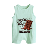Choco Holic Chocolate Lover Button Romper - MINT GREEN - New Born (Chest 18")