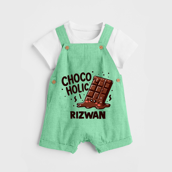 Choco Holic Chocolate Lover Dungaree - GREEN - 0 - 5 Months Old (Chest 18")