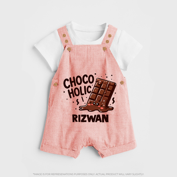 Choco Holic Chocolate Lover Dungaree - PEACH - 0 - 5 Months Old (Chest 18")