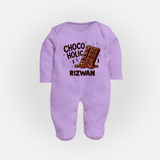 Choco Holic Chocolate Lover Full body suit - LILAC - New Born (Chest 7.5")