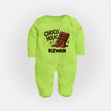 Choco Holic Chocolate Lover Full body suit - LIME GREEN - New Born (Chest 7.5")