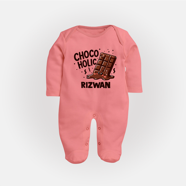 Choco Holic Chocolate Lover Full body suit - PEACH - New Born (Chest 7.5")