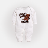 Choco Holic Chocolate Lover Full body suit - WHITE - New Born (Chest 7.5")