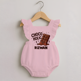 Choco Holic Chocolate Lover Romper Frock - BABY PINK - 0 - 3 Months Old (Chest 19")