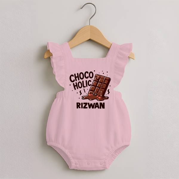 Choco Holic Chocolate Lover Romper Frock - BABY PINK - 0 - 3 Months Old (Chest 19")