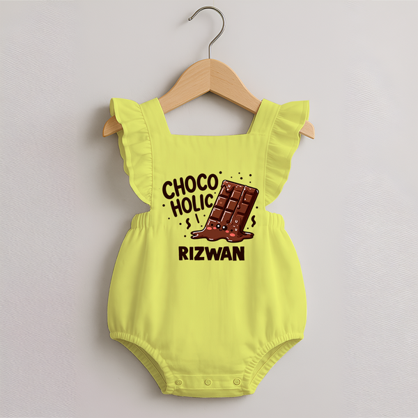 Choco Holic Chocolate Lover Romper Frock - PASTEL YELLOW - 0 - 3 Months Old (Chest 19")