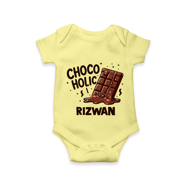 Choco Holic Chocolate Lover Romper - PASTEL YELLOW - New Born (Chest 14")