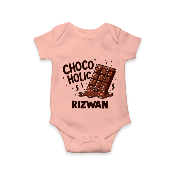 Choco Holic Chocolate Lover Romper - PEACH - New Born (Chest 14")