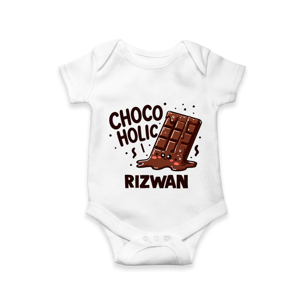 Choco Holic Chocolate Lover Romper - WHITE - New Born (Chest 14")