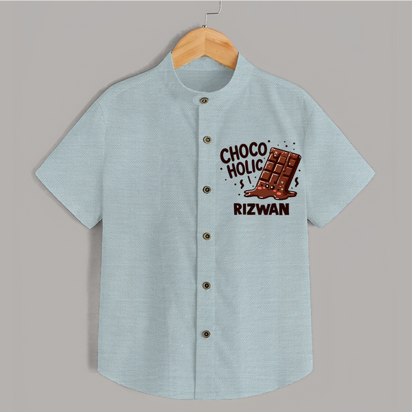 Choco Holic Chocolate Lover Shirt - ARCTIC BLUE - 0 - 6 Months Old (Chest 23")
