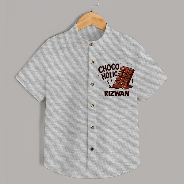 Choco Holic Chocolate Lover Shirt - GREY - 0 - 6 Months Old (Chest 23")