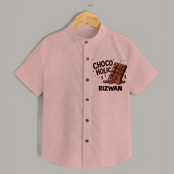 Choco Holic Chocolate Lover Shirt - PEACH - 0 - 6 Months Old (Chest 23")