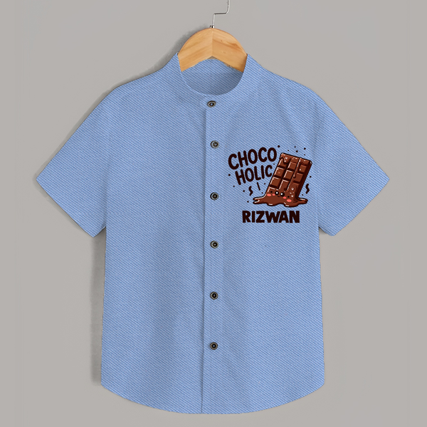Choco Holic Chocolate Lover Shirt - SKY BLUE - 0 - 6 Months Old (Chest 23")