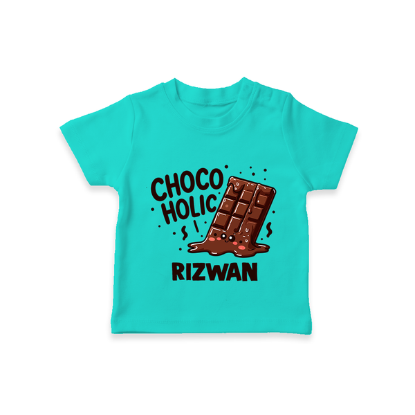 Choco Holic Chocolate Lover Tshirt - TEAL - 0-5 Months Old (Chest 17")