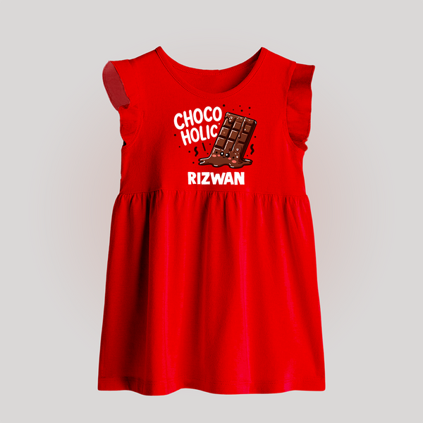 Choco Holic Chocolate Lover Baby Frock - RED - 0 - 3 Months Old (Chest 17")