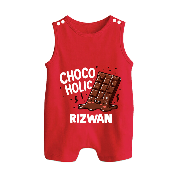 Choco Holic Chocolate Lover Button Romper - RED - New Born (Chest 18")