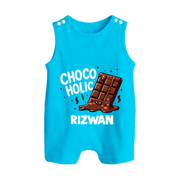 Choco Holic Chocolate Lover Button Romper - SKY BLUE - New Born (Chest 18")