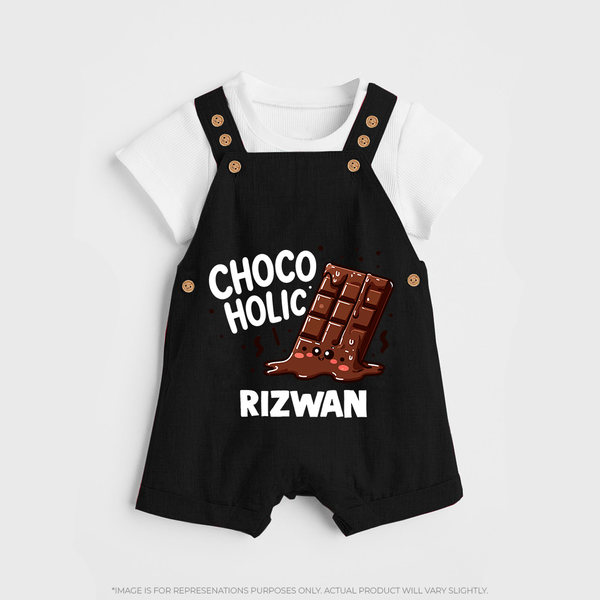 Choco Holic Chocolate Lover Dungaree - BLACK - 0 - 5 Months Old (Chest 18")