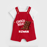 Choco Holic Chocolate Lover Dungaree - RED - 0 - 5 Months Old (Chest 18")