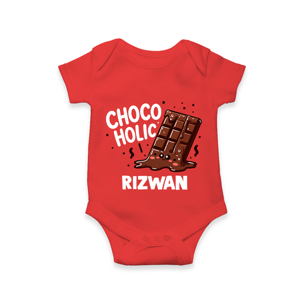 Choco Holic Chocolate Lover Romper - RED - New Born (Chest 14")