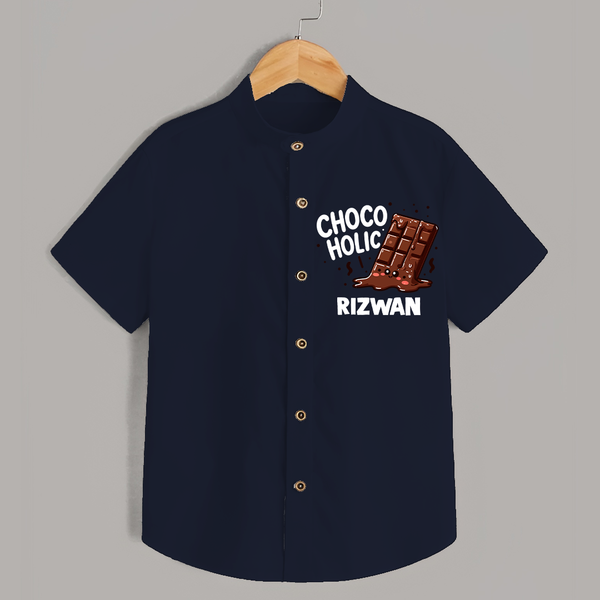Choco Holic Chocolate Lover Shirt - NAVY BLUE - 0 - 6 Months Old (Chest 23")