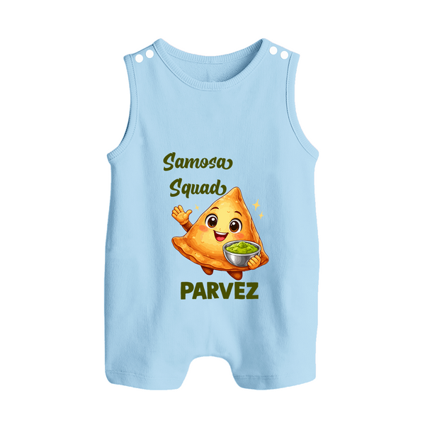 Samosa Squad Foodie Button Romper - BABY BLUE - New Born (Chest 18")