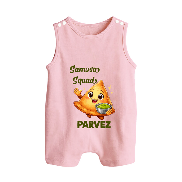 Samosa Squad Foodie Button Romper - BABY PINK - New Born (Chest 18")