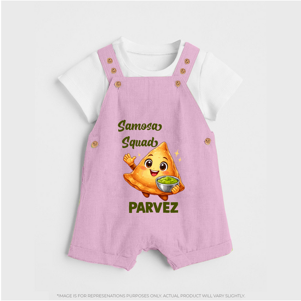 Samosa Squad Foodie Dungaree - BABY PINK - 0 - 5 Months Old (Chest 18")