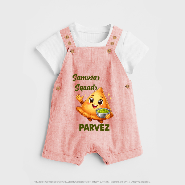 Samosa Squad Foodie Dungaree - PEACH - 0 - 5 Months Old (Chest 18")