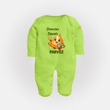 Samosa Squad Foodie Full body suit - LIME GREEN - New Born (Chest 7.5")