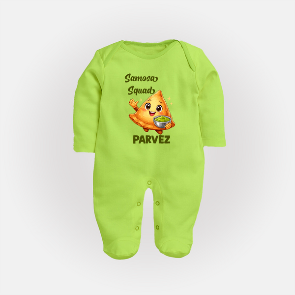 Samosa Squad Foodie Full body suit - LIME GREEN - New Born (Chest 7.5")