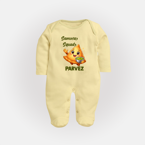 Samosa Squad Foodie Full body suit - PASTEL YELLOW - New Born (Chest 7.5")