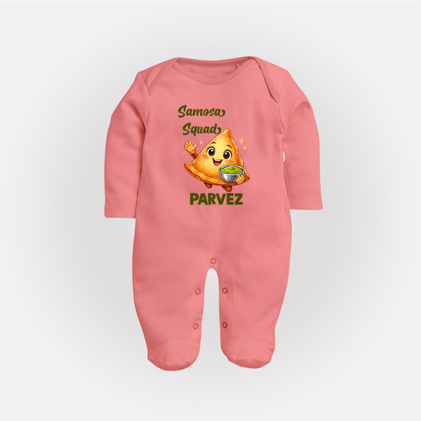 Samosa Squad Foodie Full body suit - PEACH - New Born (Chest 7.5")
