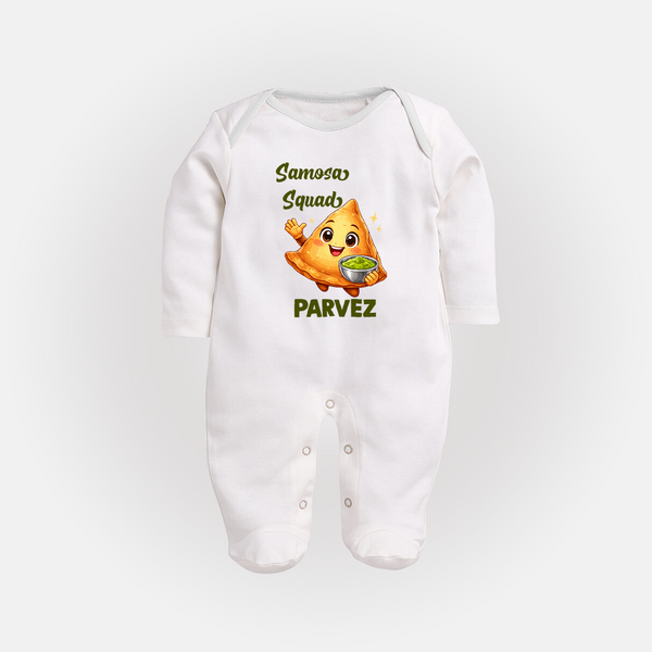 Samosa Squad Foodie Full body suit - WHITE - New Born (Chest 7.5")
