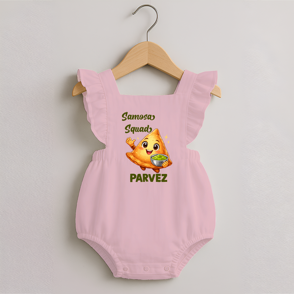 Samosa Squad Foodie Romper Frock - BABY PINK - 0 - 3 Months Old (Chest 19")