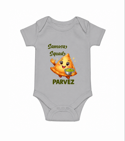 Samosa Squad Foodie Romper - GREY - New Born (Chest 14")