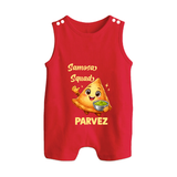 Samosa Squad Foodie Button Romper - RED - New Born (Chest 18")