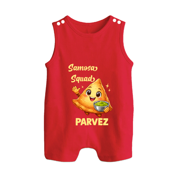 Samosa Squad Foodie Button Romper - RED - New Born (Chest 18")