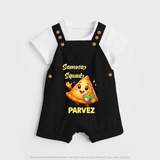 Samosa Squad Foodie Dungaree - BLACK - 0 - 5 Months Old (Chest 18")