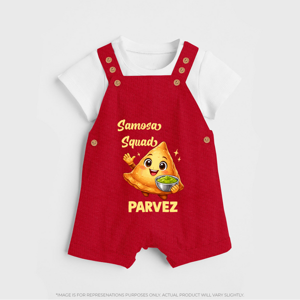 Samosa Squad Foodie Dungaree - RED - 0 - 5 Months Old (Chest 18")