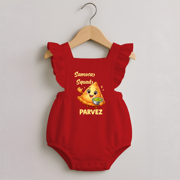 Samosa Squad Foodie Romper Frock - RED - 0 - 3 Months Old (Chest 19")