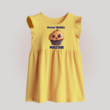 Sweet Muffin Personalized Baby Frock - PASTEL YELLOW - 0 - 3 Months Old (Chest 17")