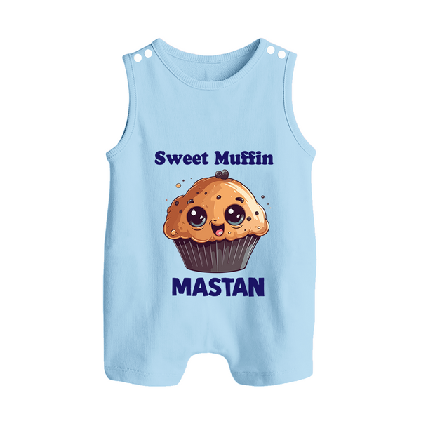 Sweet Muffin Personalized Button Romper - BABY BLUE - New Born (Chest 18")