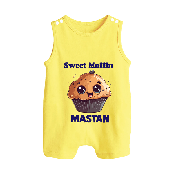 Sweet Muffin Personalized Button Romper - PASTEL YELLOW - New Born (Chest 18")
