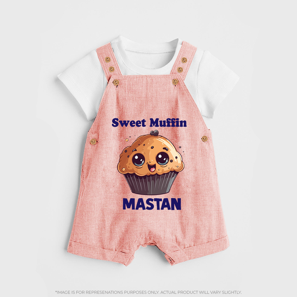 Sweet Muffin Personalized Dungaree - PEACH - 0 - 5 Months Old (Chest 18")