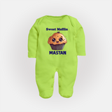 Sweet Muffin Personalized Full body suit - LIME GREEN - New Born (Chest 7.5")